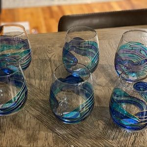 NWT Hand painted glasses, set of six